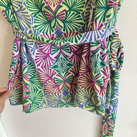 Dana Buchman Multicolor Women's Top Blouse Pullover Lined 2X Belted - Picture 6 of 8